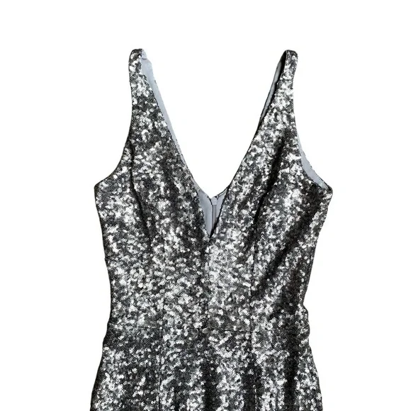 Dress the Population Harper Gown XS Silver Sequin Mermaid Formal Evening Dress - Picture 5 of 16